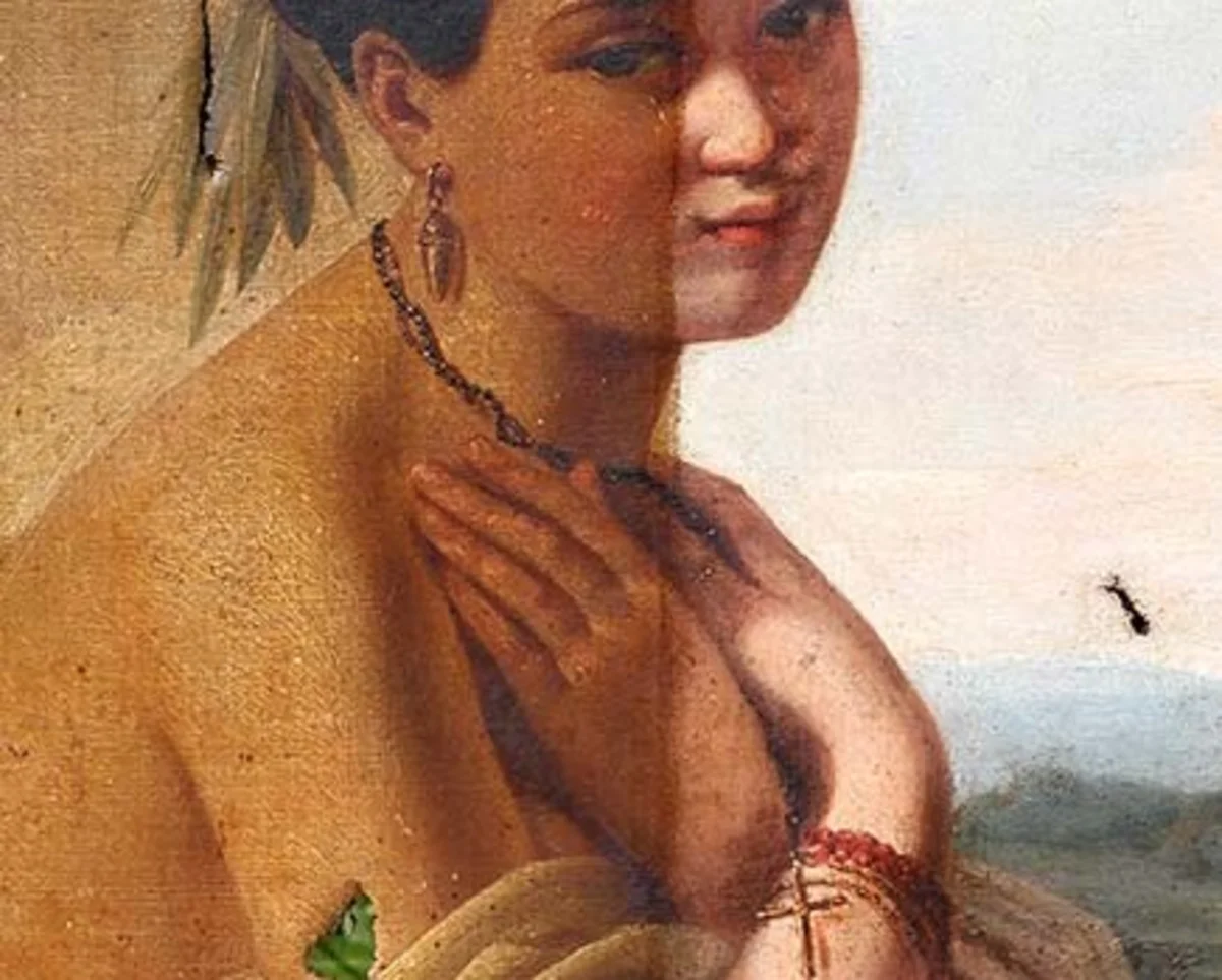 État de surface détaillé d’un tableau avant traitement de restauration conservatrice.