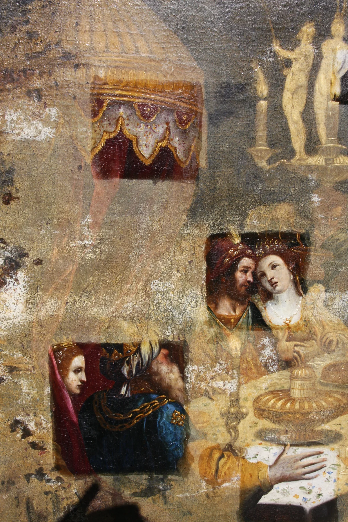 Revers de châssis de tableau ancien contrôlé et consolidé, avec mise en place d’un système de tension adapté au climat d’Antibes.